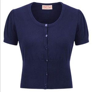 Navy blue short sleeve cardigan- Size Small